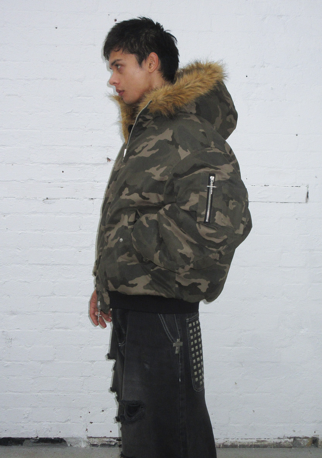 AAKAM Fur Camo Contrast Jacket ファージャケット 아캄 퍼 카모 컨트래스트 자켓 블랙 | AAKAM | KREAM