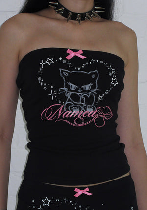 404 ERROR KITTY TUBE TOP BLACK