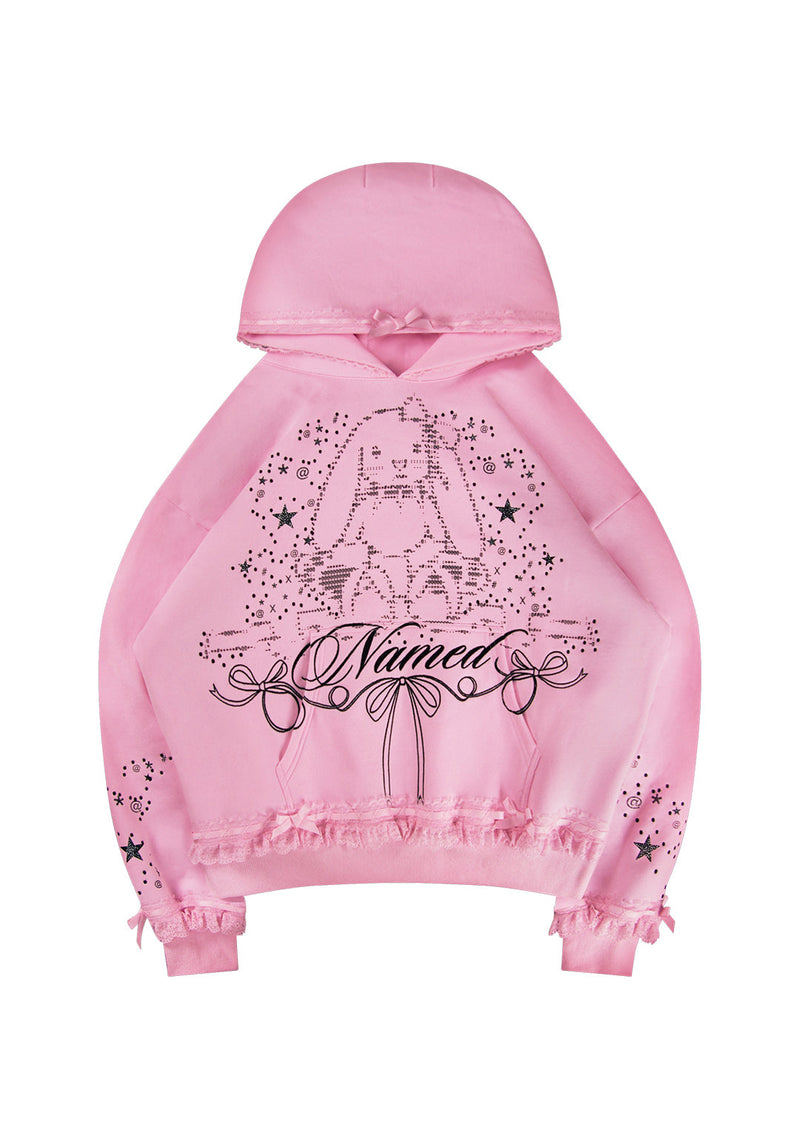 404 ERROR BUNNY HOODIE BABY PINK