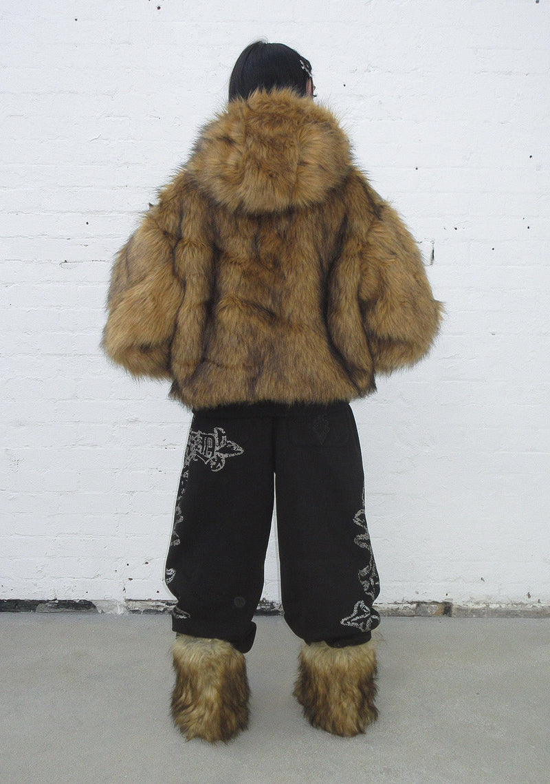 FERAL FAUX FUR REVERSIBLE BOMBER JACKET CAMO AND NATURAL
