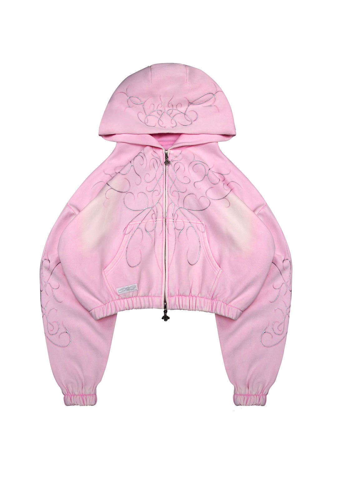 Allure 3d Chrome Crop Zip Hoodie Washed Baby Pink – NAMED COLLECTIVE®