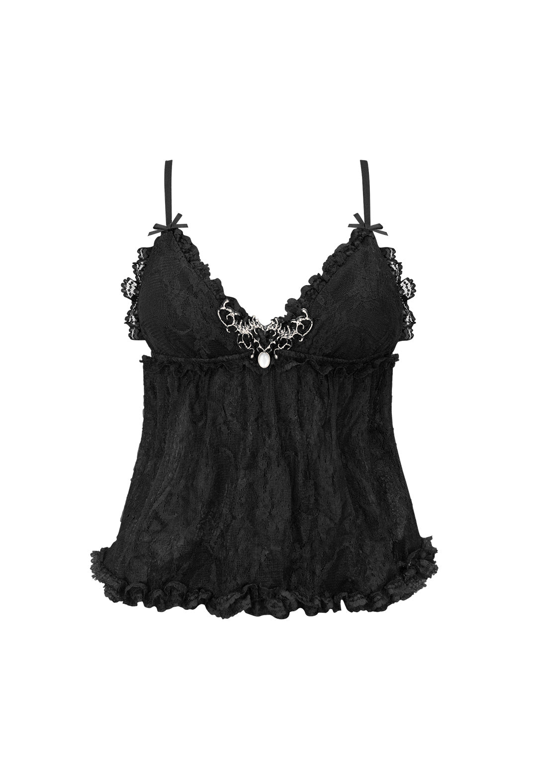 ALLURE SHEER LACE CAMI TOP BLACK