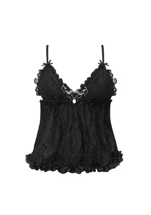 ALLURE SHEER LACE CAMI TOP BLACK