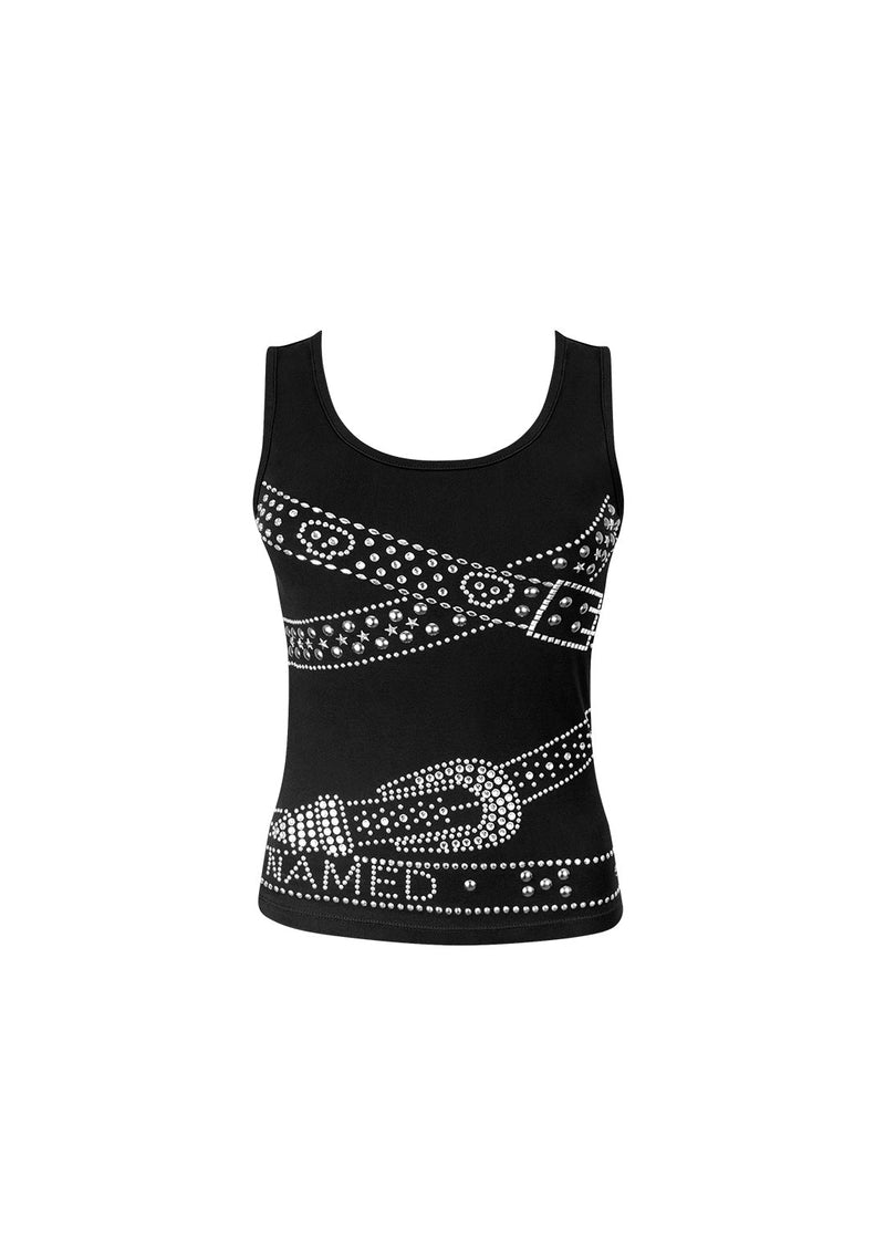CRUSH STUDDED BELT TANK TOP BLACK