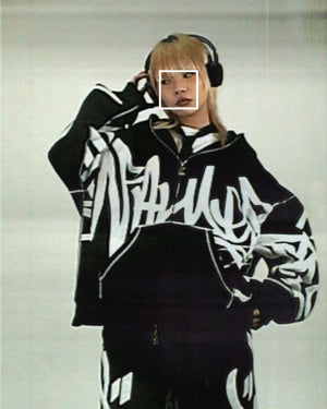 VANDALISM ZIP HOODIE STENCIL BLACK