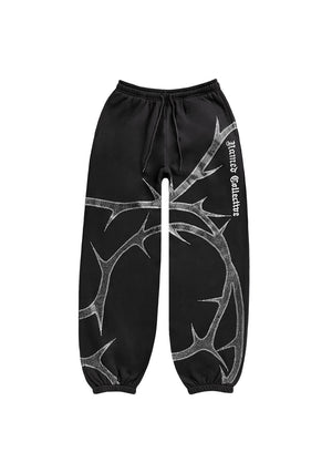 THORN RHINESTONE SWEATPANTS BLACK