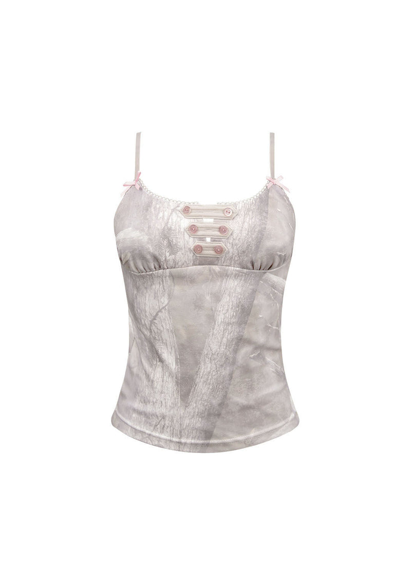 COMMAND FITTED CAMI TOP WASHED TREE CAMO