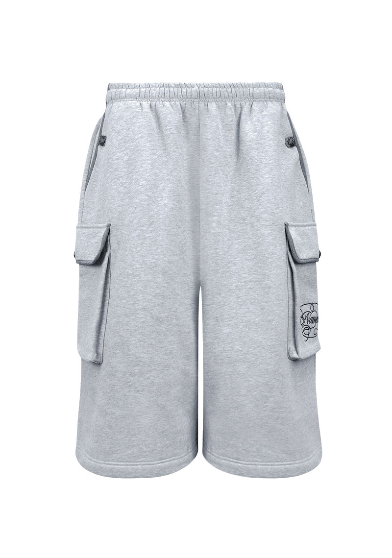 COMMAND OVERSIZED CARGO SWEATSHORTS GREY MARL