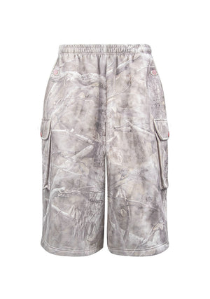 COMMAND OVERSIZED CARGO SWEATSHORTS WASHED TREE CAMO