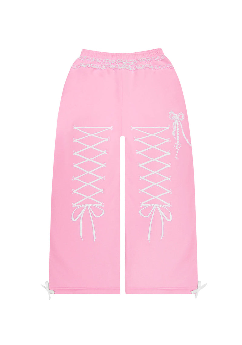 CONFESSIONS EMBROIDERED OVERSIZED SWEATPANTS BABY PINK