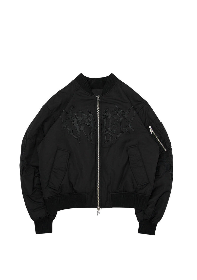CRASH EMBROIDERED BOMBER JACKET BLACK