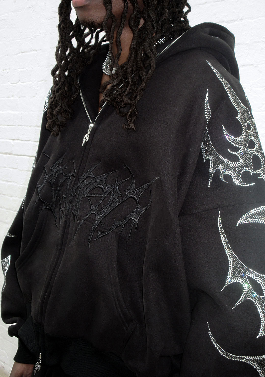 Crash Rhinestone Zip Hoodie Black – NAMED COLLECTIVE®