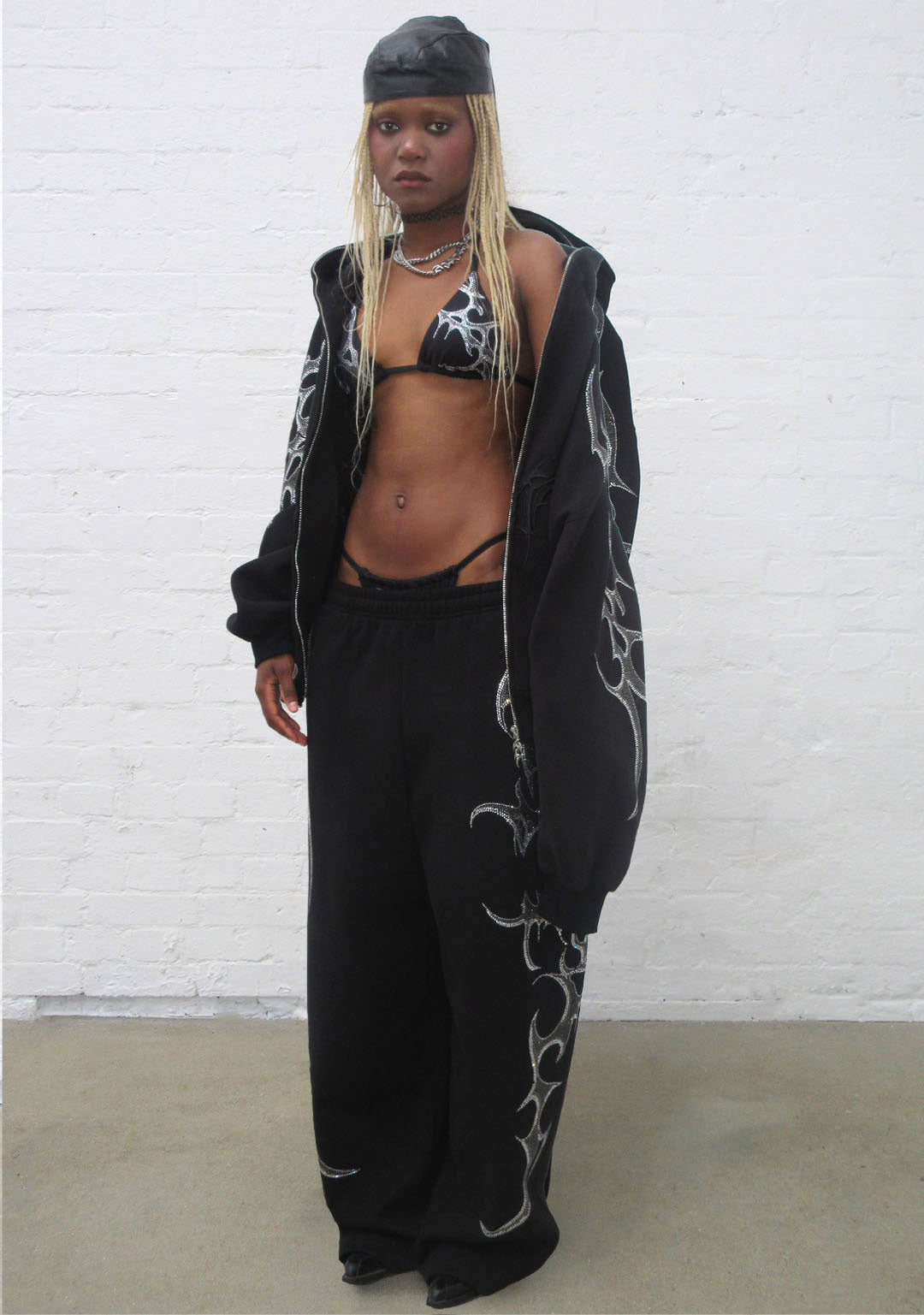 CRASH RHINESTONE BIKINI BOTTOMS BLACK