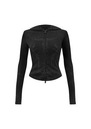 CURSE SCULPT STRETCH ZIP HOODIE WASHED CHARCOAL