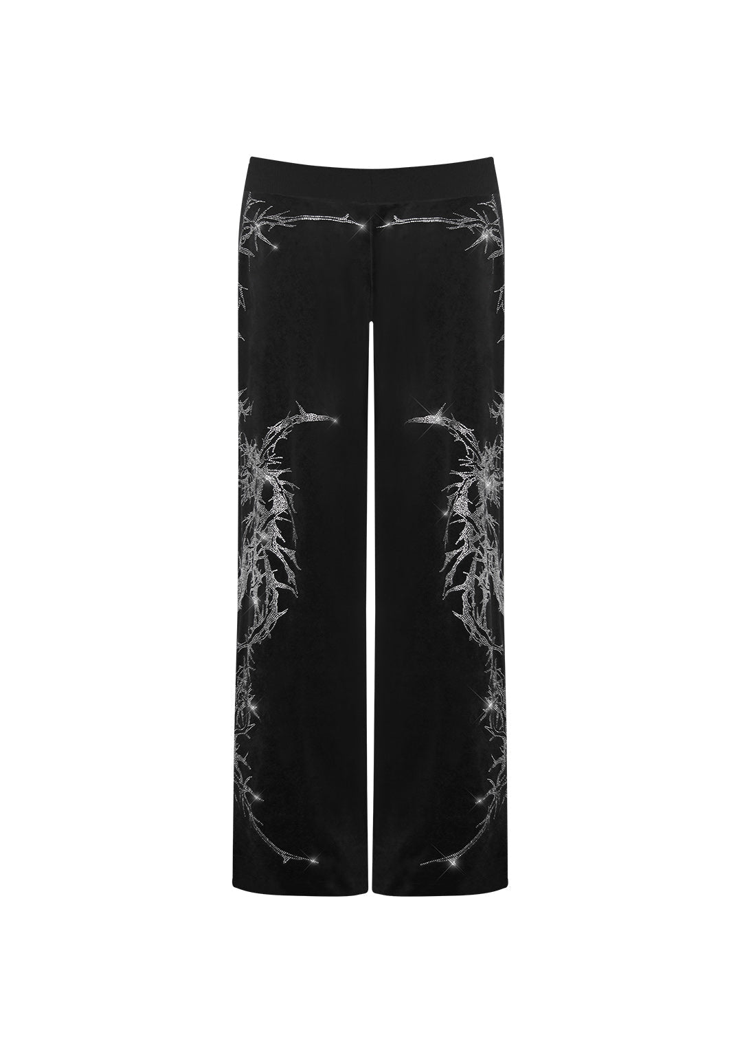 CURSE RHINESTONE VELOUR SWEATPANTS BLACK