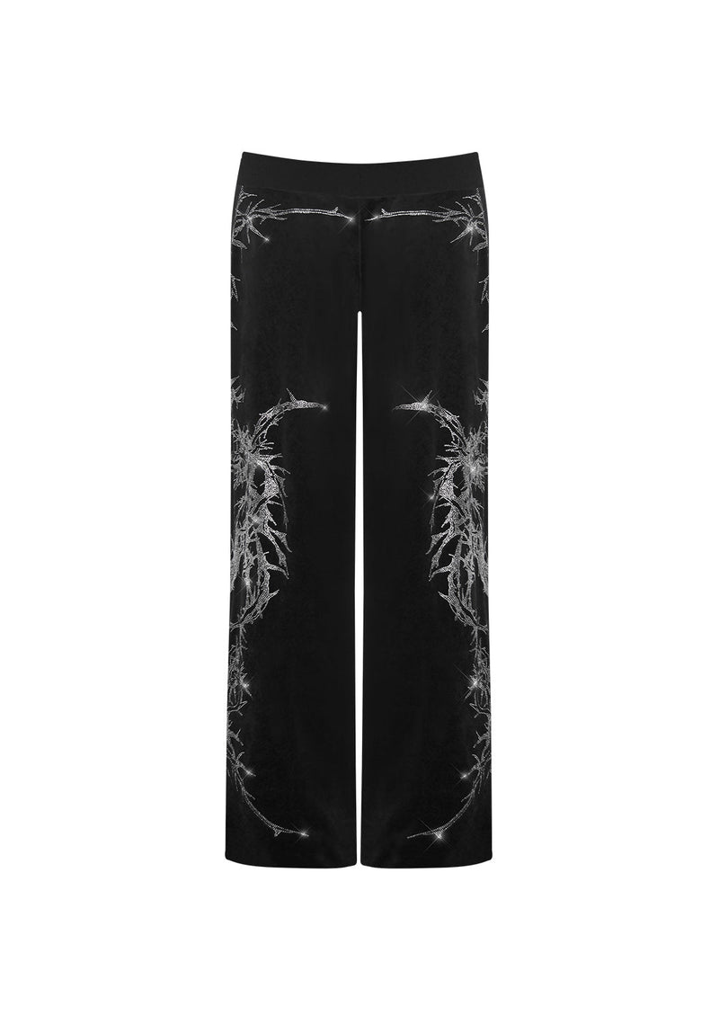 CURSE RHINESTONE VELOUR SWEATPANTS BLACK