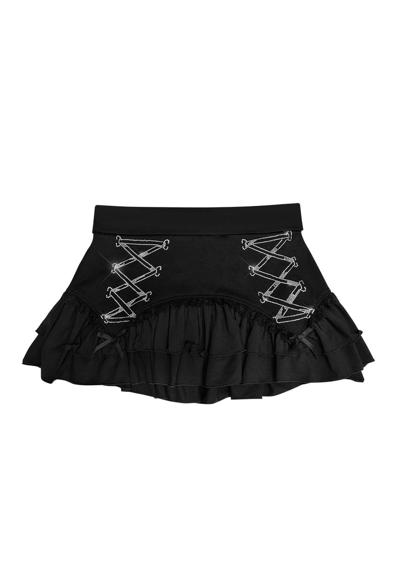 CONFESSIONS RHINESTONE MICRO SKIRT BLACK