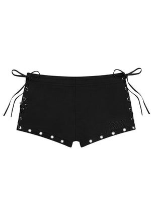 DESTROY PIERCED CORSET MICRO HOTPANT SHORTS BLACK