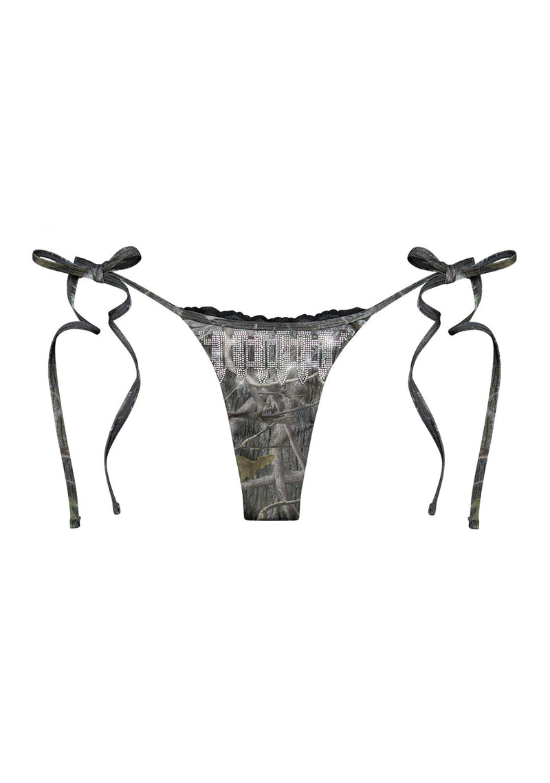 ENEMY RHINESTONE BIKINI BOTTOMS TREE CAMO