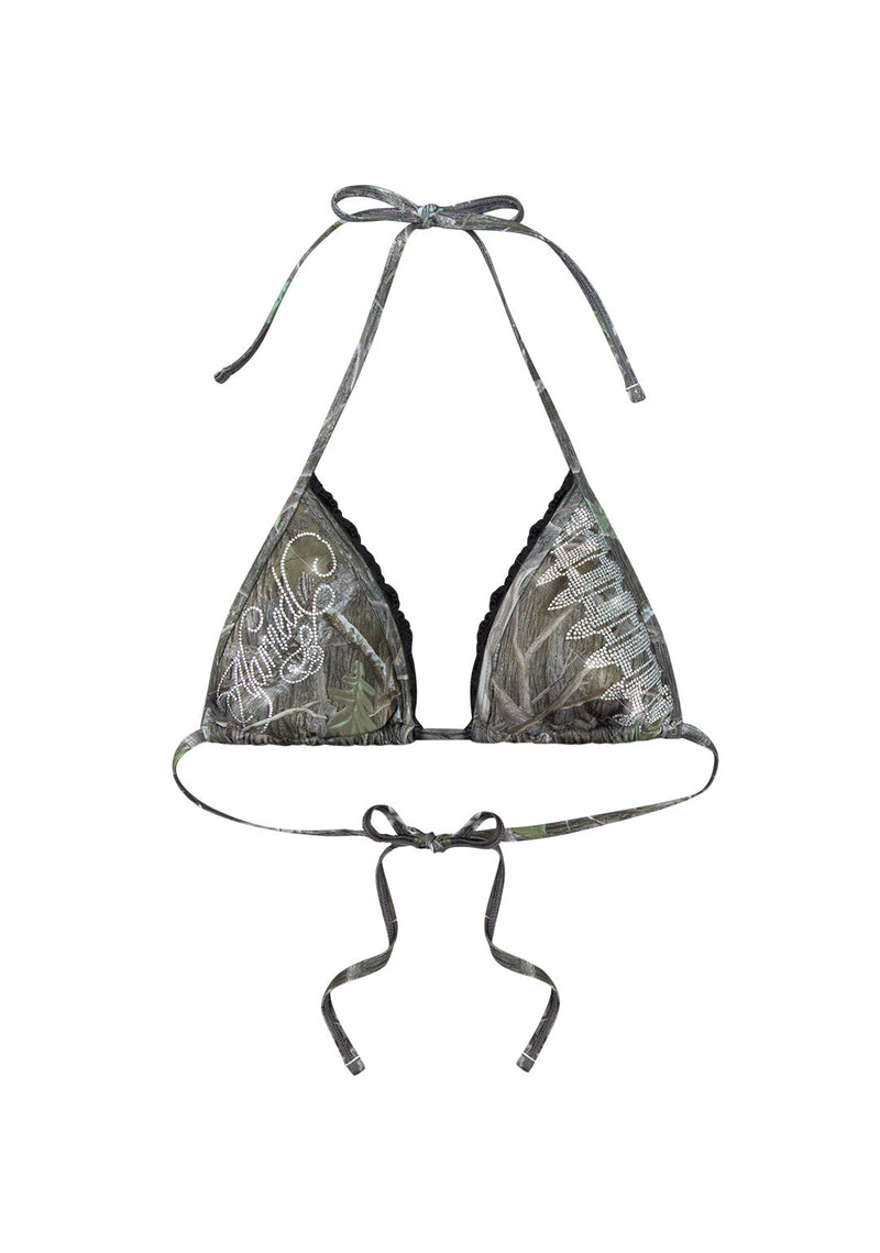 ENEMY RHINESTONE BIKINI TOP TREE CAMO
