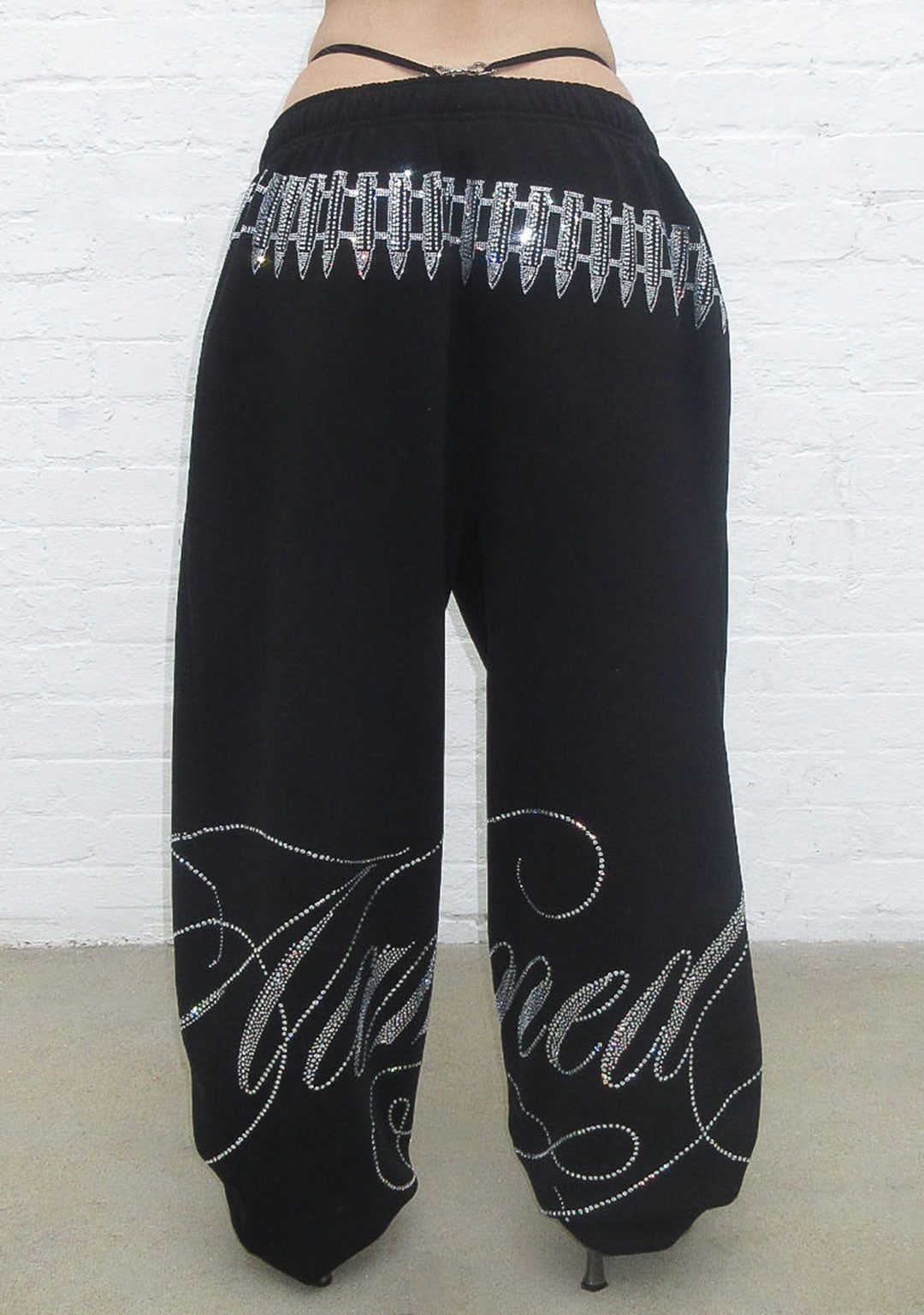 ENEMY RHINESTONE SWEATPANTS BLACK