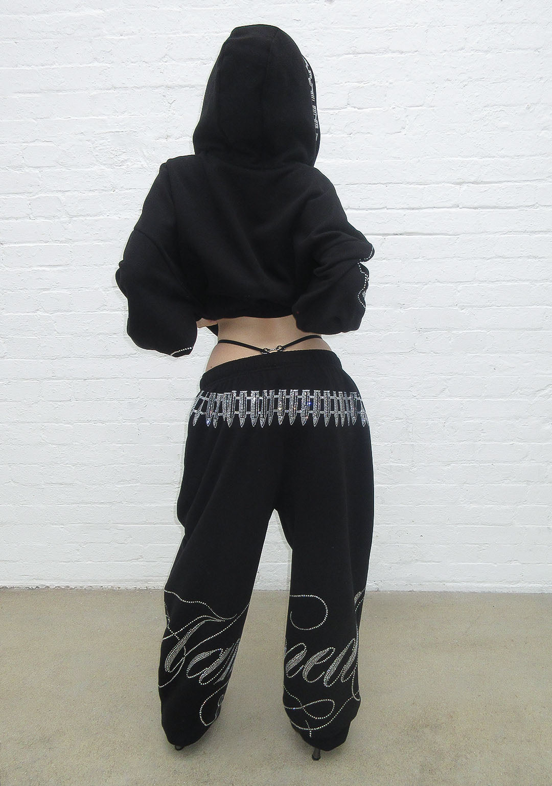 Enemy Rhinestone Crop Zip Hoodie Black – NAMED COLLECTIVE®
