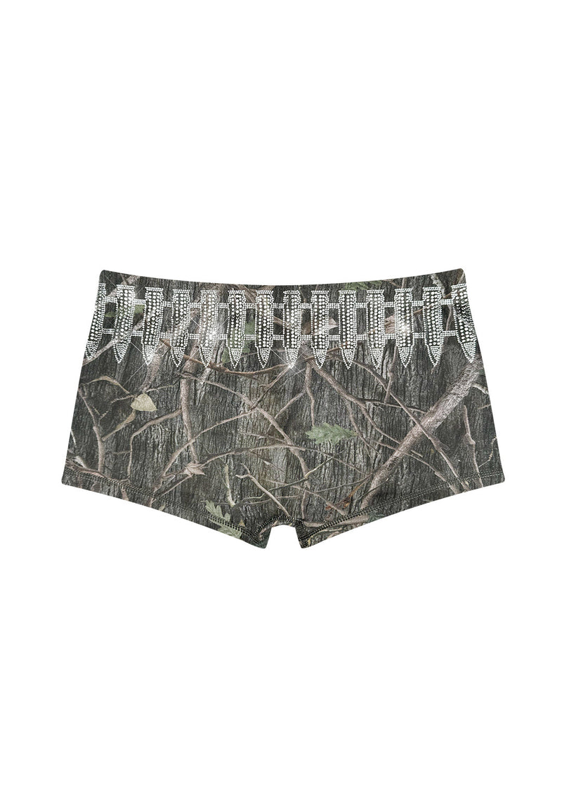 ENEMY RHINESTONE MICRO HOTPANT SHORTS TREE CAMO