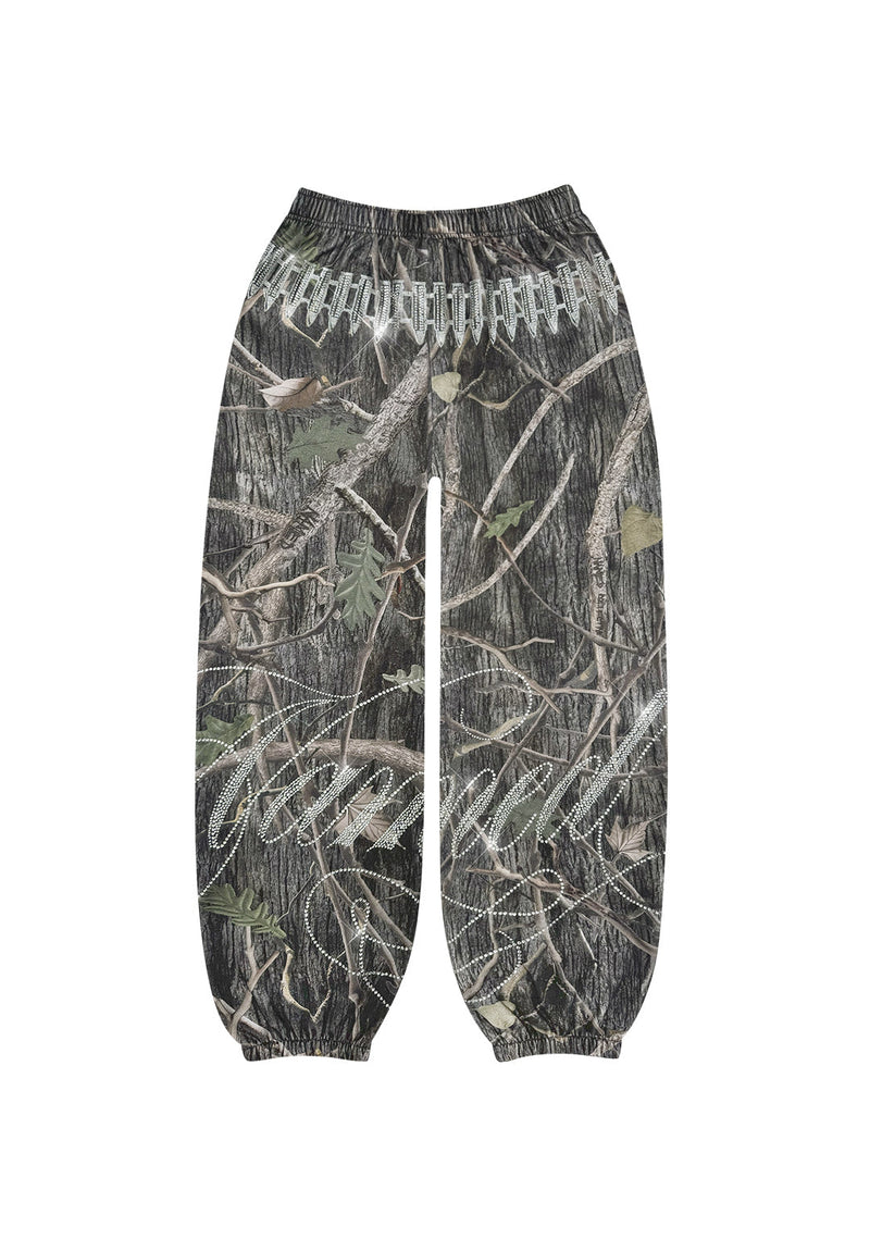 ENEMY RHINESTONE SWEATPANTS TREE CAMO