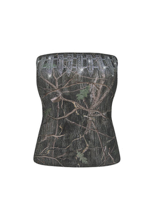 ENEMY RHINESTONE TUBE TOP TREE CAMO