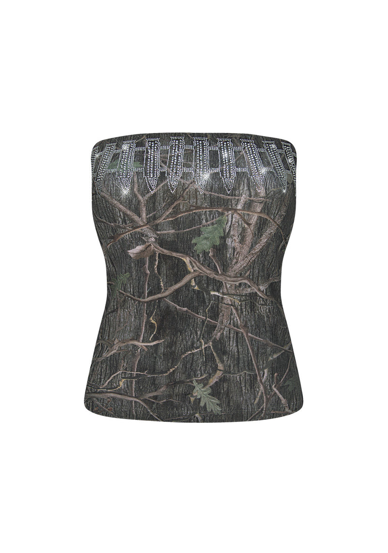 ENEMY RHINESTONE TUBE TOP TREE CAMO