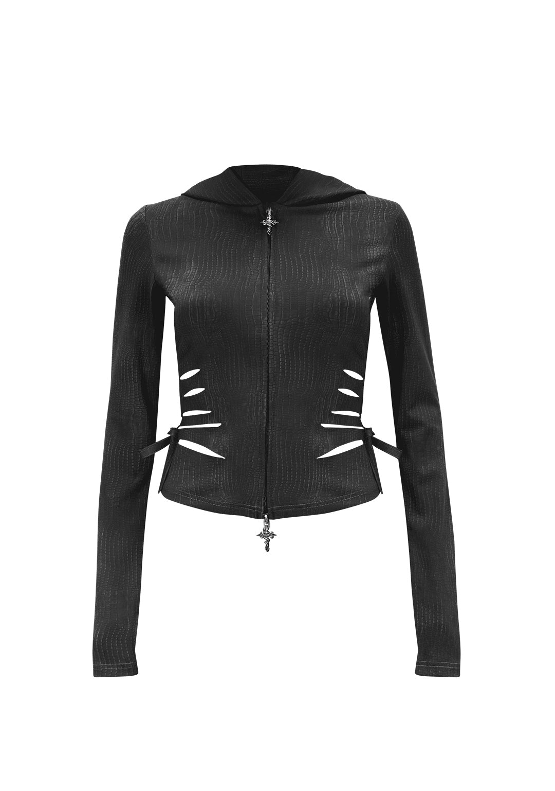 Envy Snakeskin Slashed Sculpt Stretch Zip Hoodie Charcoal – NAMED