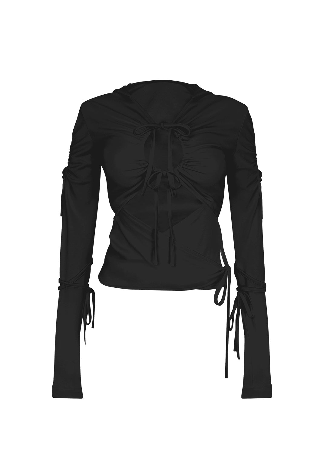 ENVY SCULPT STRETCH TIE HOODIE BLACK