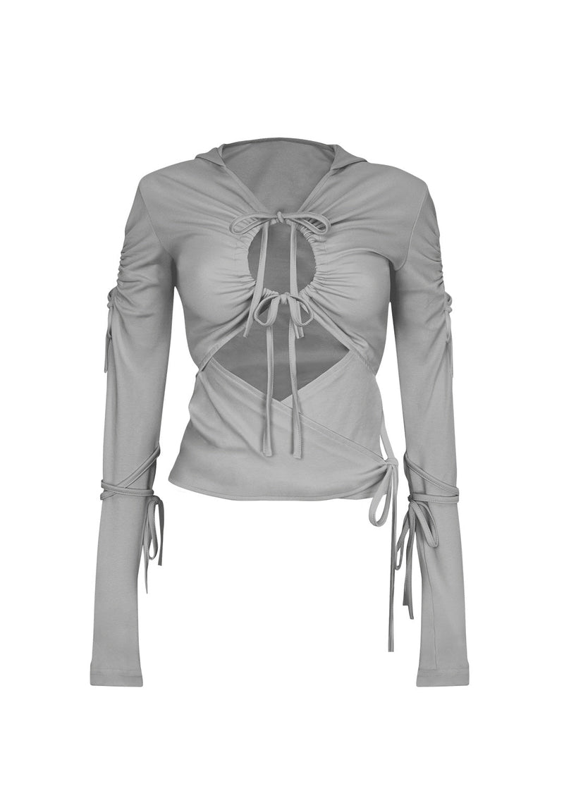 ENVY SCULPT STRETCH TIE HOODIE MIST GREY