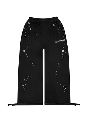 GLITCH EYELET OVERSIZED SWEATPANTS BLACK