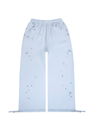 GLITCH EYELET OVERSIZED SWEATPANTS BABY BLUE
