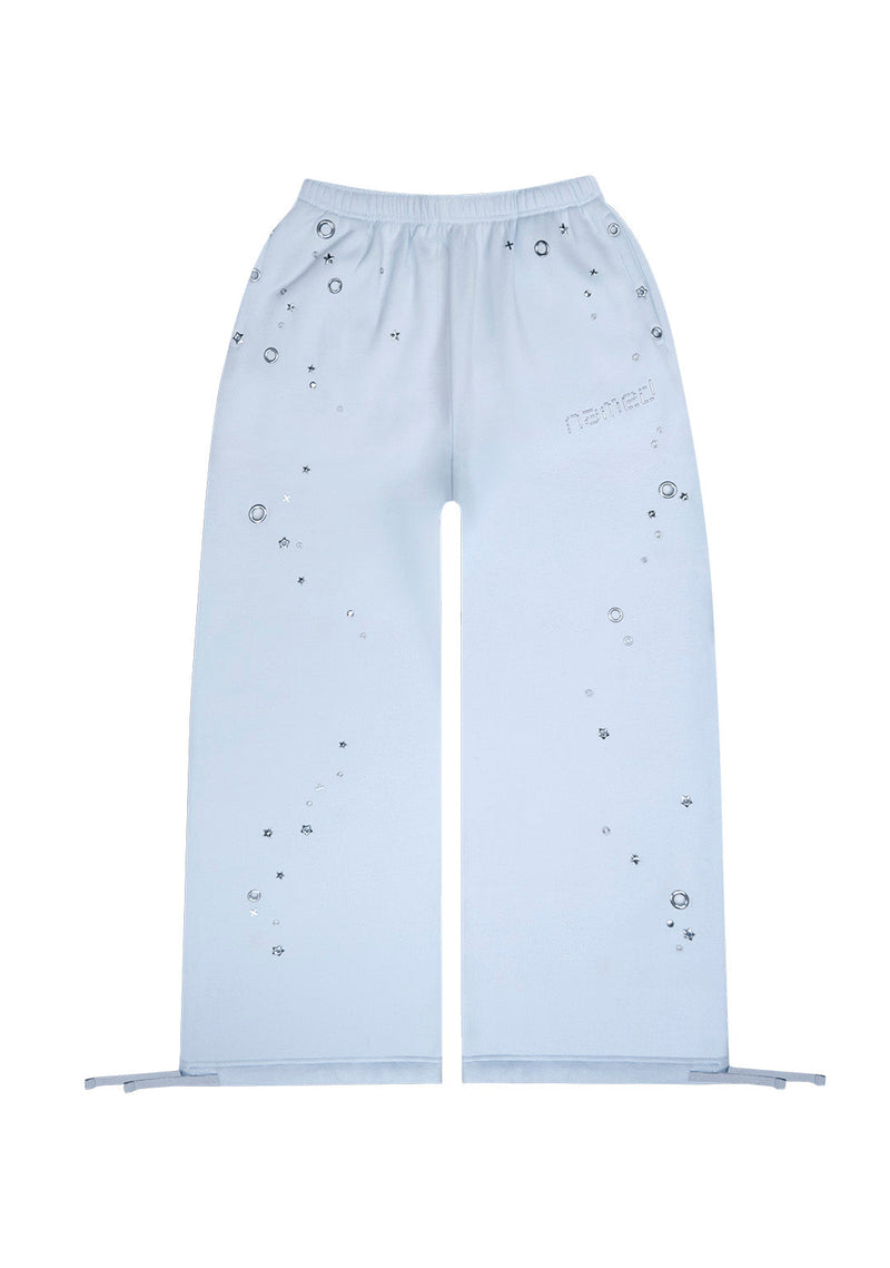 GLITCH EYELET OVERSIZED SWEATPANTS BABY BLUE