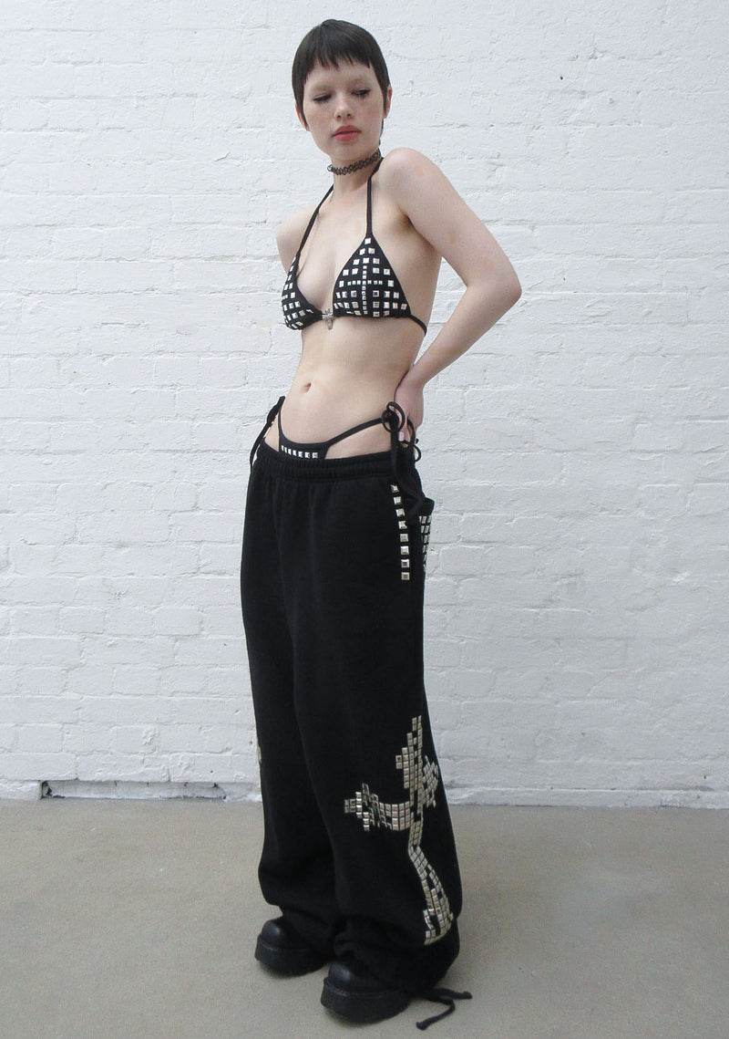 FAITHFUL STUDDED TRIANGLE BIKINI TOP BLACK