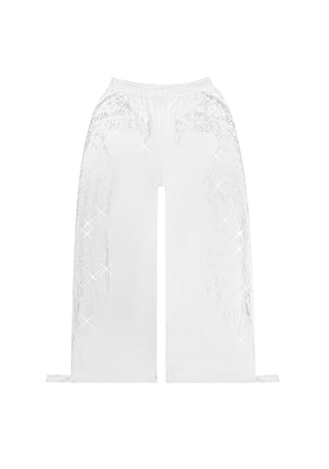 FALLEN RHINESTONE OVERSIZED SWEATPANTS WHITE