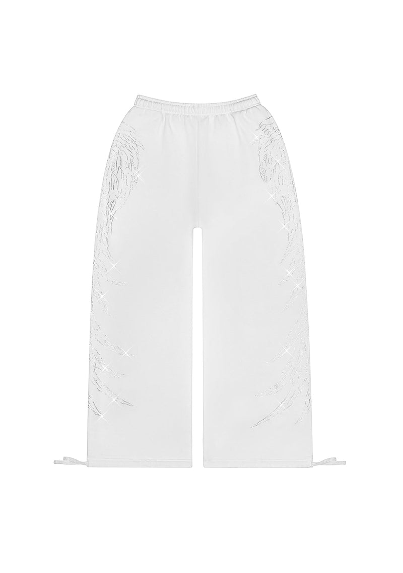 FALLEN RHINESTONE OVERSIZED SWEATPANTS WHITE