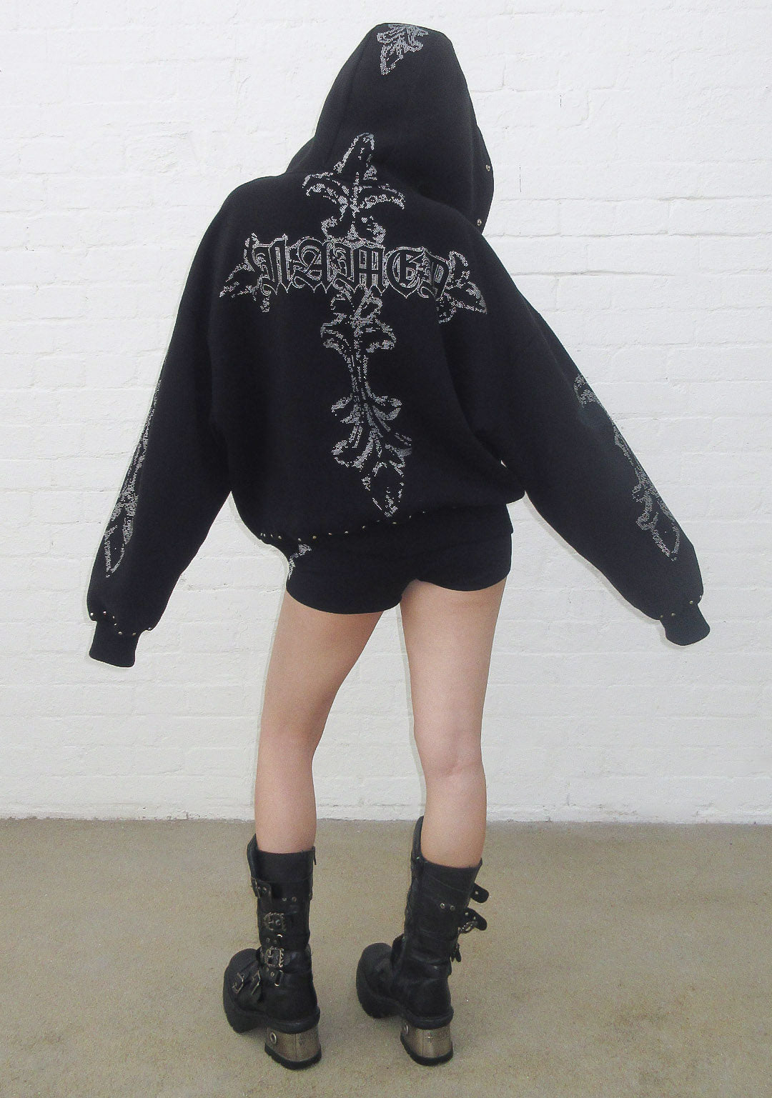 Feral Faux Fur Studded Zip Hoodie Black Detachable Fur – NAMED