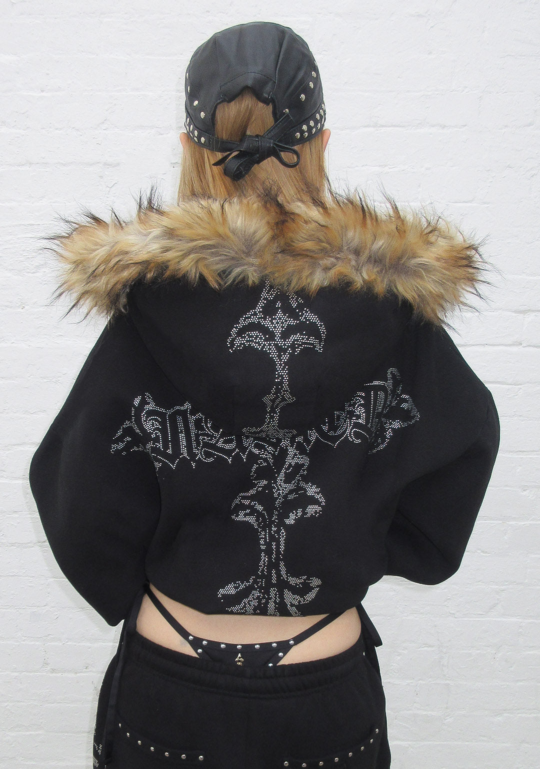 Feral Faux Fur Studded Zip Hoodie Black Detachable Fur – NAMED