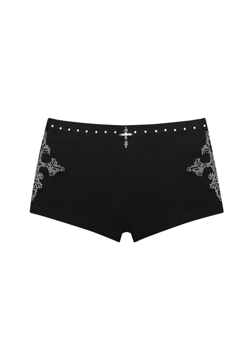 FERAL STUDDED MICRO HOTPANT SHORTS BLACK