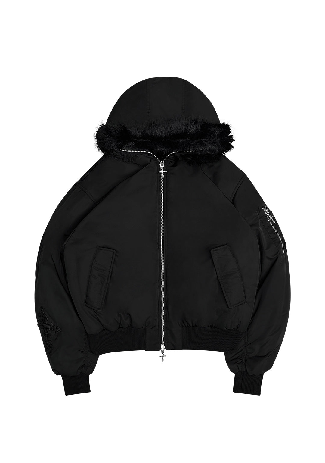 FERAL FAUX FUR REVERSIBLE BOMBER JACKET BLACK