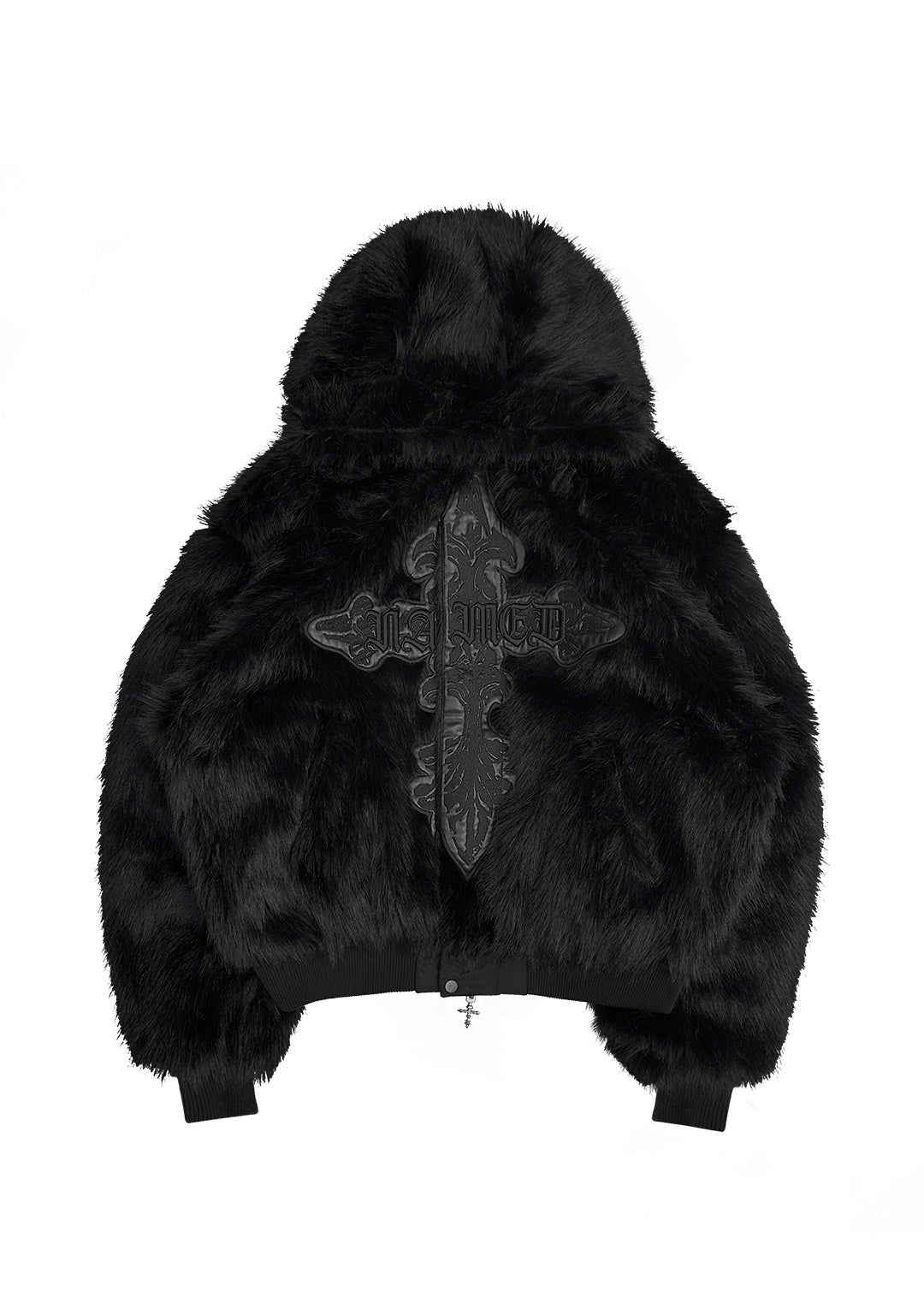FERAL FAUX FUR REVERSIBLE BOMBER JACKET BLACK