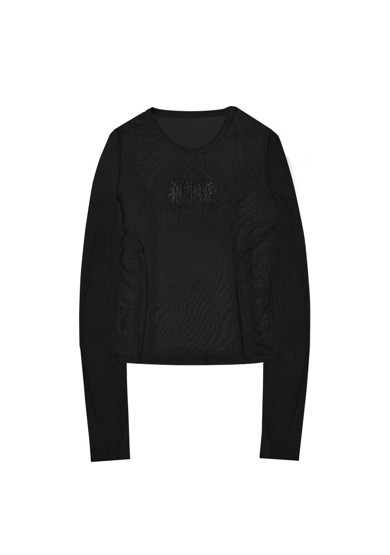 GHOST SHEER MESH LONG SLEEVE TOP BLACK
