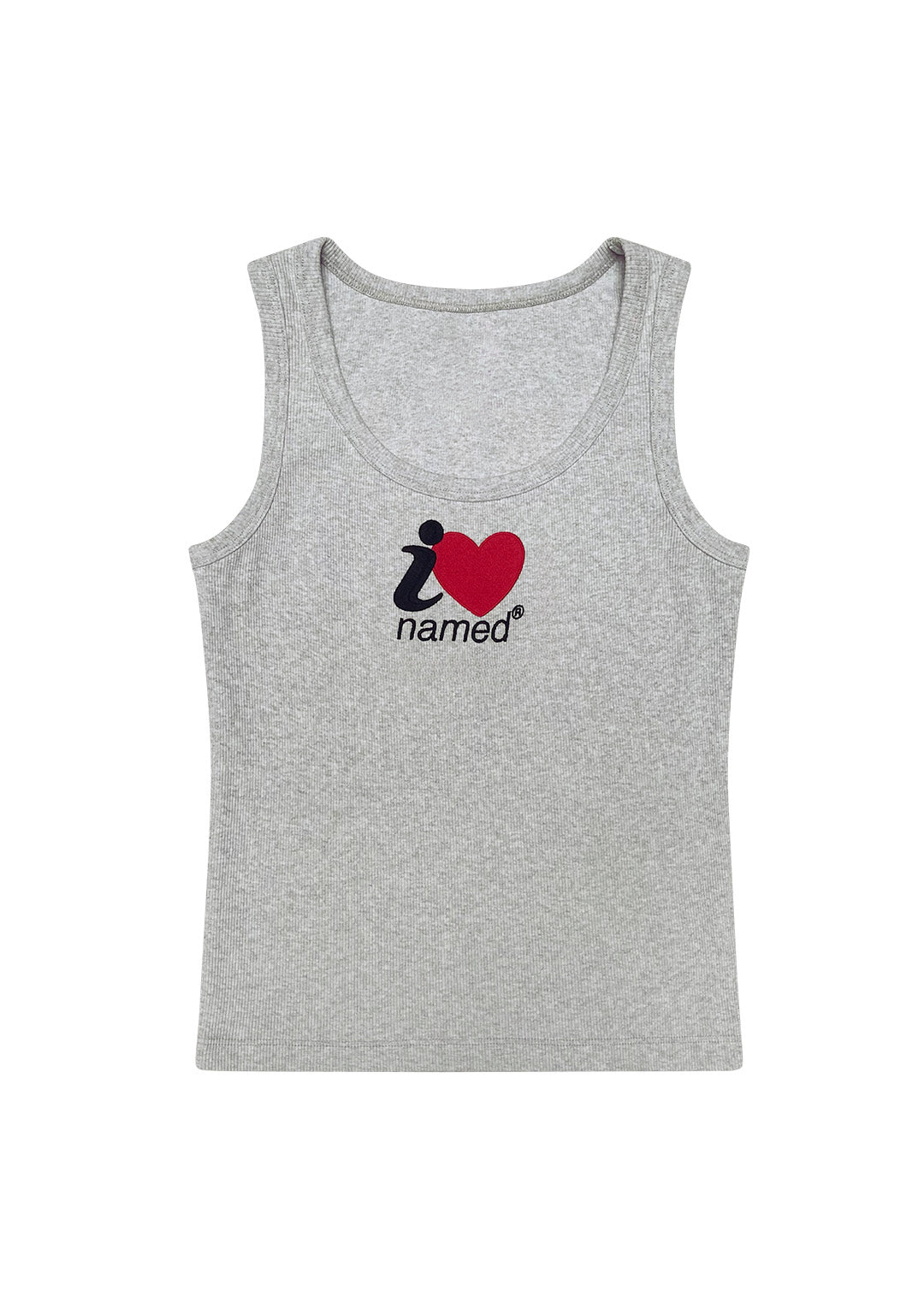 I <3 NAMED EMBROIDERED RIBBED TANK GREY MARL – NAMED COLLECTIVE®