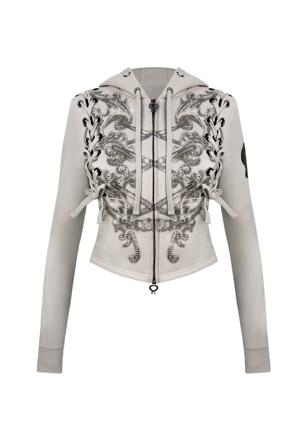 Vendetta Lace Up Fitted Zip Hoodie Bone – NAMED COLLECTIVE®