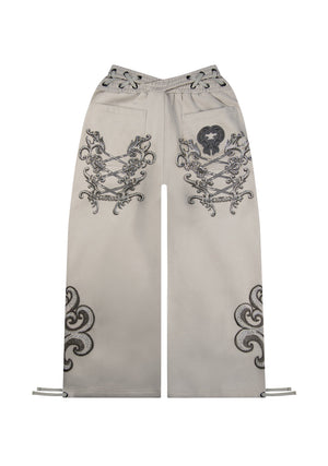 VENDETTA LACE UP OVERSIZED SWEATPANTS BONE