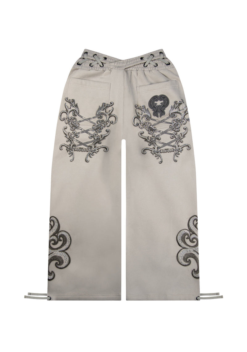VENDETTA LACE UP OVERSIZED SWEATPANTS BONE