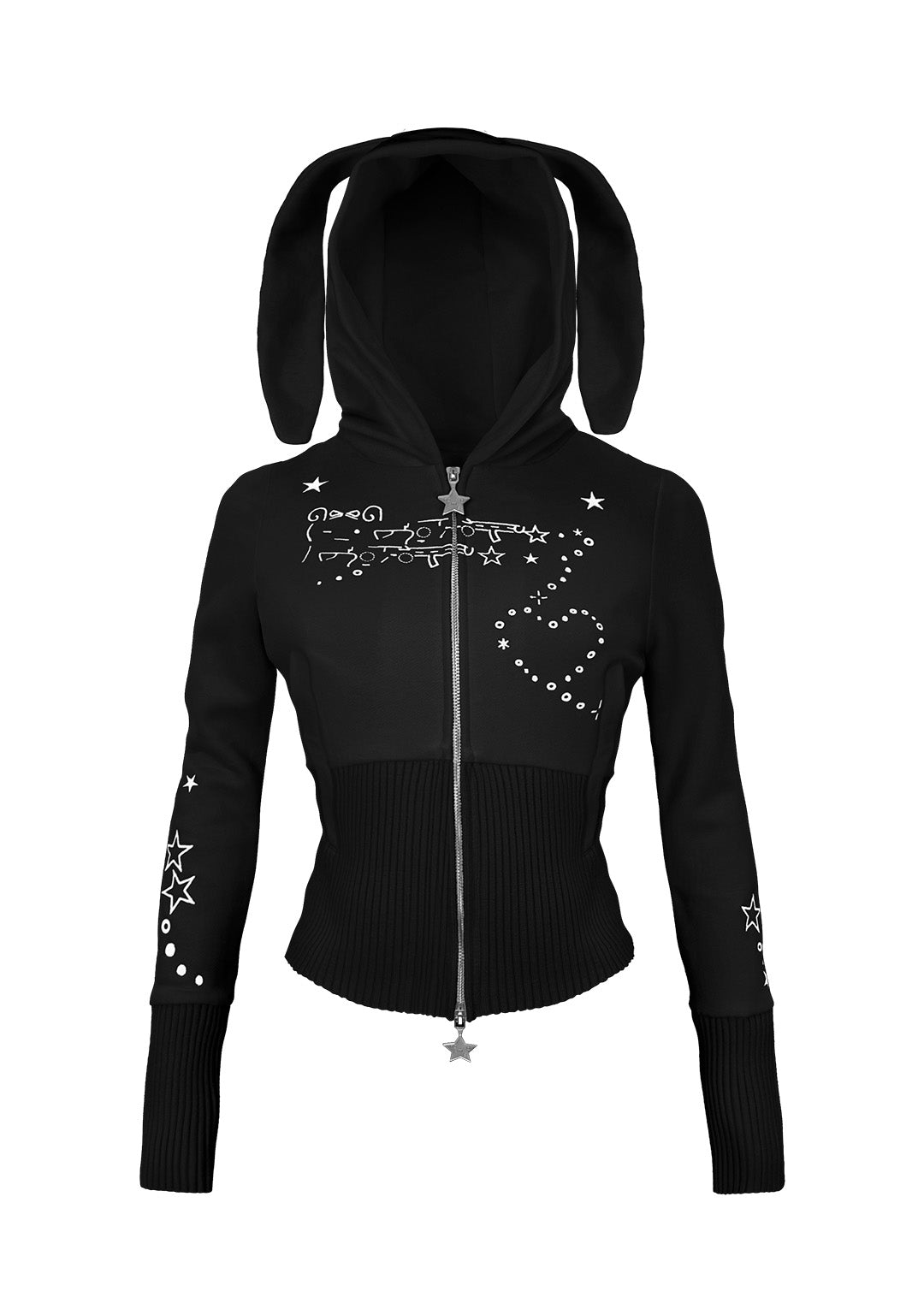 MALFUNCTION ZIP HOODIE 耳取り外し可能 Malfunction Bunny Zip Hoodie Black (Detachable Ears) – NAMED